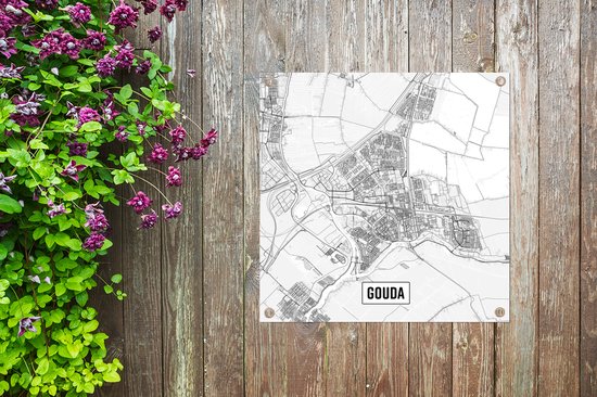 Carte de la ville affiche de jardin Gouda en vrac - Carte 100x100 cm - Toile de jardin / Toile d'extérieur / Peintures pour l'extérieur (décoration de jardin)