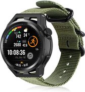 Nylon Smartwatch bandje - Geschikt voor Strap-it Huawei Watch GT Runner nylon gesp band - groen - GT Runner - 22mm - Strap-it Horlogeband / Polsband / Armband