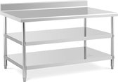 Royal Catering RVS tafel met opstaande rand - 150 x 90 x 16.5 cm - 229 kg - 2 planken - Royal Catering