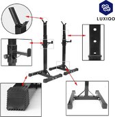 Luxiqo® Squatrek – Squat Rack – Haltersteunen – Halterrek – Multifunctioneel Barbell Rack – Verstelbaar – Zwart