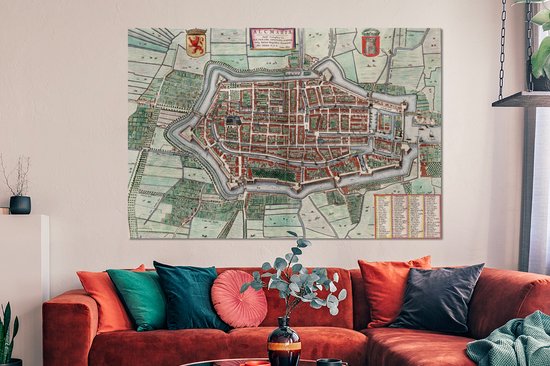 Décoration murale Métal - Aluminium Peinture Industrielle - Carte - Vintage - Alkmaar - 150x100 cm - Dibond - Photo sur aluminium - Décoration murale industrielle - Pour le salon / chambre