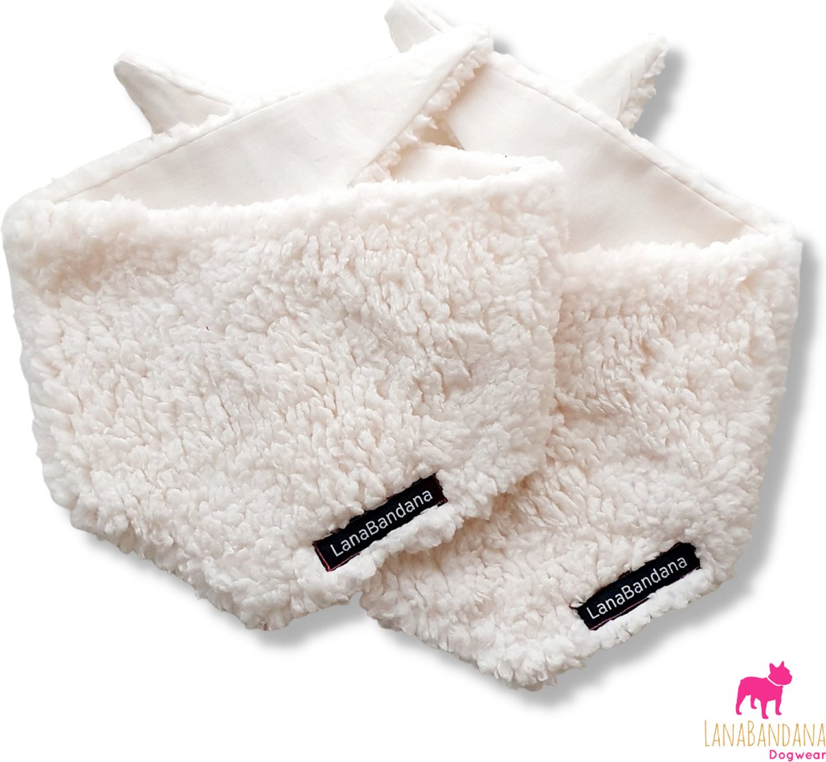 LanaBandana Dogwear | Hondenbandana | Knoopbandana Teddy White maat M