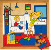 Educo Kinderpuzzel Hygiëne - Handen wassen - Houten speelgoed - Houten puzzel - Educatief speelgoed - Kinderspeelgoed - 16 stukjes - 34x34cm
