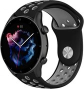 Siliconen Smartwatch bandje - Geschikt voor  Amazfit GTR 3 - Pro sport band - zwart/grijs - GTR 3 & GTR 3 Pro - Strap-it Horlogeband / Polsband / Armband