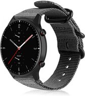 Nylon Smartwatch bandje - Geschikt voor Strap-it Amazfit GTR 2 nylon gesp band - zwart - GTR 2 - 22mm - Strap-it Horlogeband / Polsband / Armband