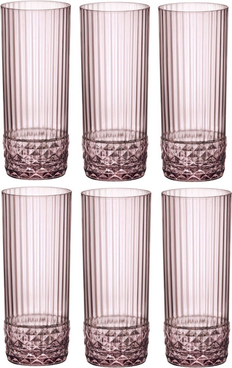 Bormioli Rocco America'20S Longdrinkglas 49 Cl Roze - 6 Stuks