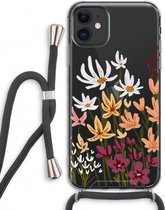 Case Company® - iPhone 11 hoesje met Koord - Painted wildflowers - Telefoonhoesje met Zwart Koord - Extra Bescherming aan alle Kanten en Over de Schermrand