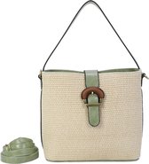 Handtas raffia/imitatieleder  Ines Delaure amande
