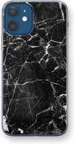 Case Company® - iPhone 12 hoesje - Zwart Marmer - Soft Cover Telefoonhoesje - Bescherming aan alle Kanten en Schermrand
