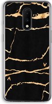 Case Company® - OnePlus 7 hoesje - Gouden marmer - Soft Cover Telefoonhoesje - Bescherming aan alle Kanten en Schermrand