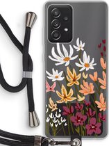 Case Company® - Samsung Galaxy A52 hoesje met Koord - Painted wildflowers - Telefoonhoesje met Zwart Koord - Bescherming aan alle Kanten en Over de Schermrand