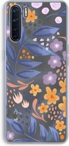 Case Company® - Oppo A91 hoesje - Flowers with blue leaves - Soft Cover Telefoonhoesje - Bescherming aan alle Kanten en Schermrand