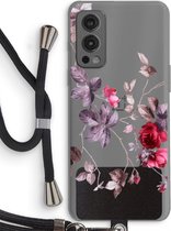 Case Company® - OnePlus Nord 2 5G hoesje met Koord - Mooie bloemen - Telefoonhoesje met Zwart Koord - Bescherming aan alle Kanten en Over de Schermrand