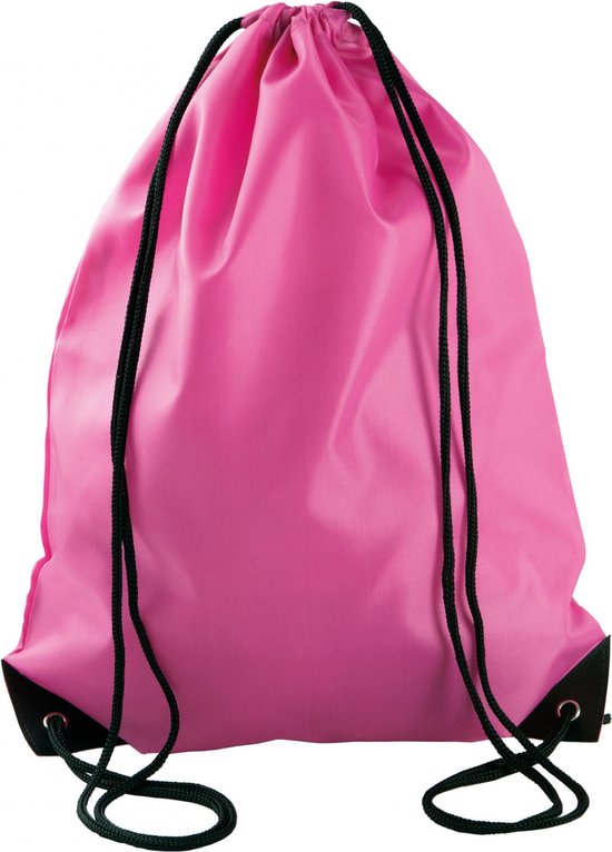 2x stuks sport gymtas/draagtas in kleur fuchsia roze met handig rijgkoord 34 x 44 cm van polyester en verstevigde hoeken