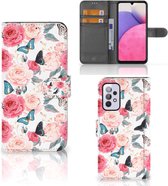Smartphone Hoesje Geschikt voor Samsung Galaxy A33 5G Flipcase Cadeautjes voor Moederdag Butterfly Roses