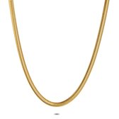 Twice As Nice Halsketting in goudkleurig edelstaal, platte slang, 5 mm 40 cm+6 cm