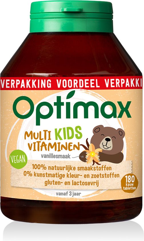 Optimax Kinder Multivitaminen vanaf 1 jaar - Vanille- 180 kauwtabletten
