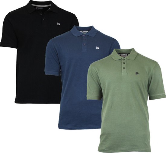 3-Pack Donnay - Polo (Noah) - Sportpolo - Heren - Black/Navy/Army green(408) - maat 3XL