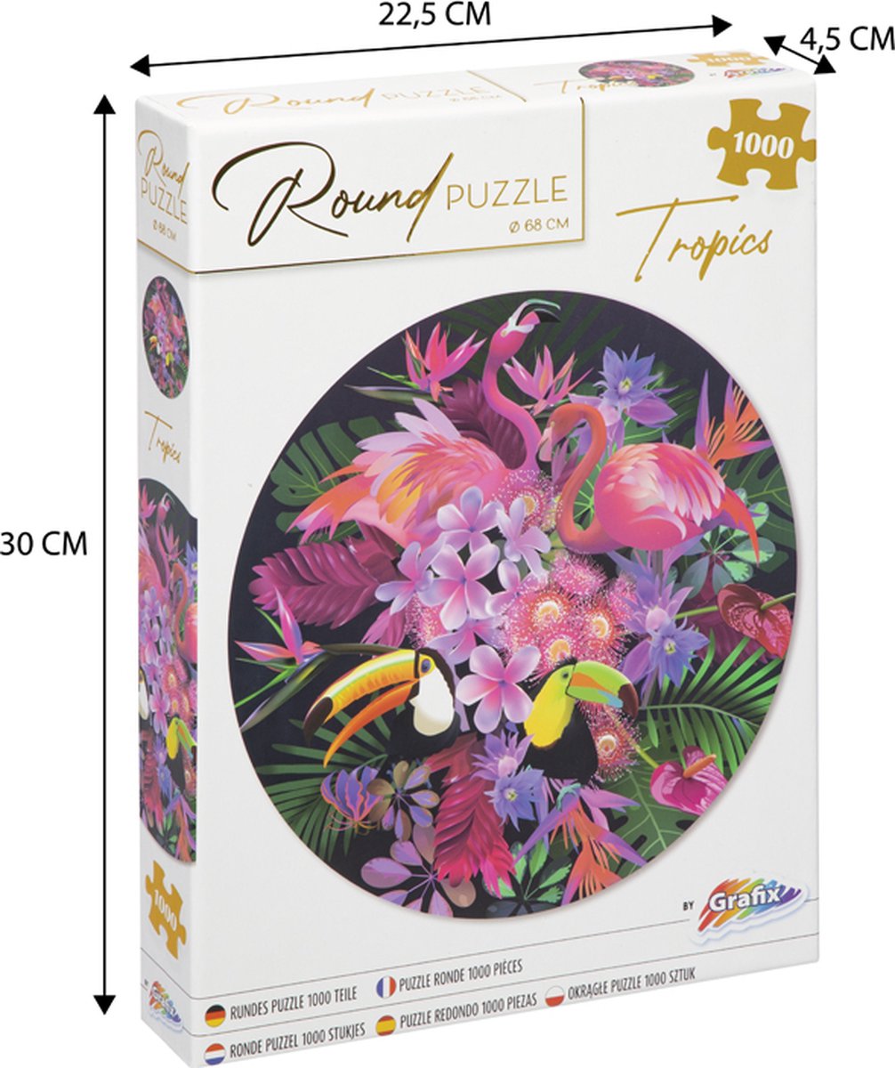 Grafix Ronde Puzzel 1000 stukjes voor volwassenen | Tropisch | Legpuzzel | Diameter 68 CM | Geschikt voor kinderen vanaf 14 jaar — afbeelding 8