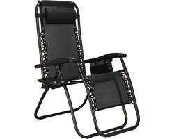 Springos Tuinstoel | Ligstoel | Opvouwbaar | Verstelbaar | Ergonomische hoofdsteun | Zwart Springos Tuinstoel | Ligstoel | Opvouwbaar | Verstelbaar | Ergonomische hoofdsteun | Zwart