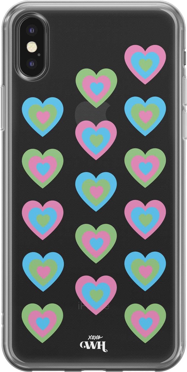 iPhone XS Max - Retro Heart Pastel Blue - iPhone Transparant Case