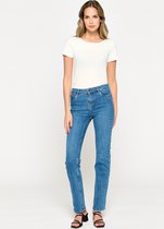 LOLALIZA Geribbelde T-shirt - Ecru - Maat M