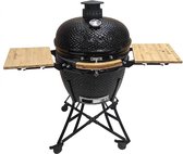 Evolve Econ Series - Kamado Barbecue 24" / 61 CM / XXL - Met houten tafelplanken - Incl. gratis accessoires - Keramische wanden - Egg shape - Directe warmte + indirecte warmte - Pr