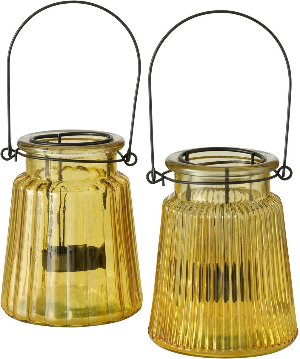 Boltze Home Theelichthouder Laurenia Ø10xh13cm geel (1 stuk) assorti