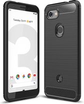 Google Pixel 3a Hoesje - Mobigear - Brushed Slim Serie - TPU Backcover - Zwart - Hoesje Geschikt Voor Google Pixel 3a