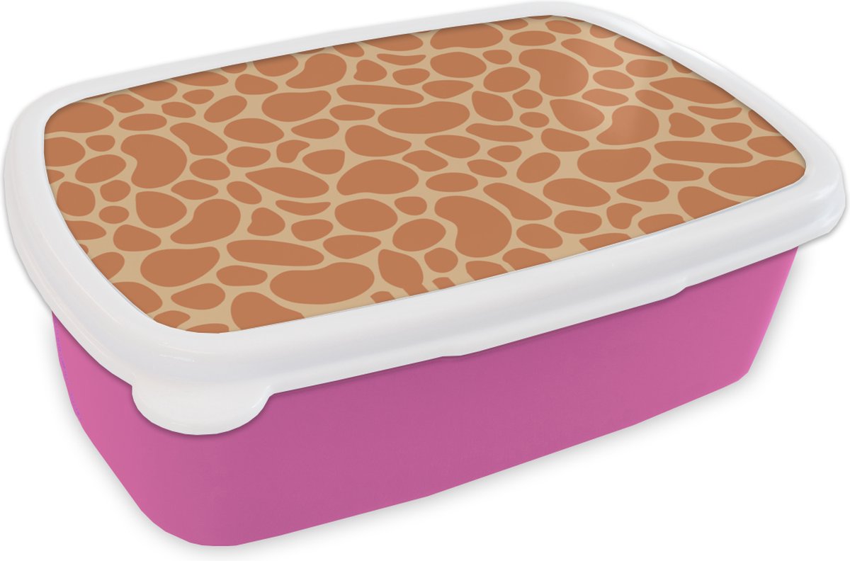 Broodtrommel Roze - Lunchbox - Brooddoos - Giraffe - Afrika - Design - 18x12x6 cm - Kinderen - Meisje