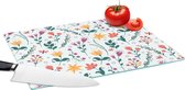 Planche à découper en Verres - 39x28 - Motifs - Fleurs - Feuilles - Planches à découper en Glas