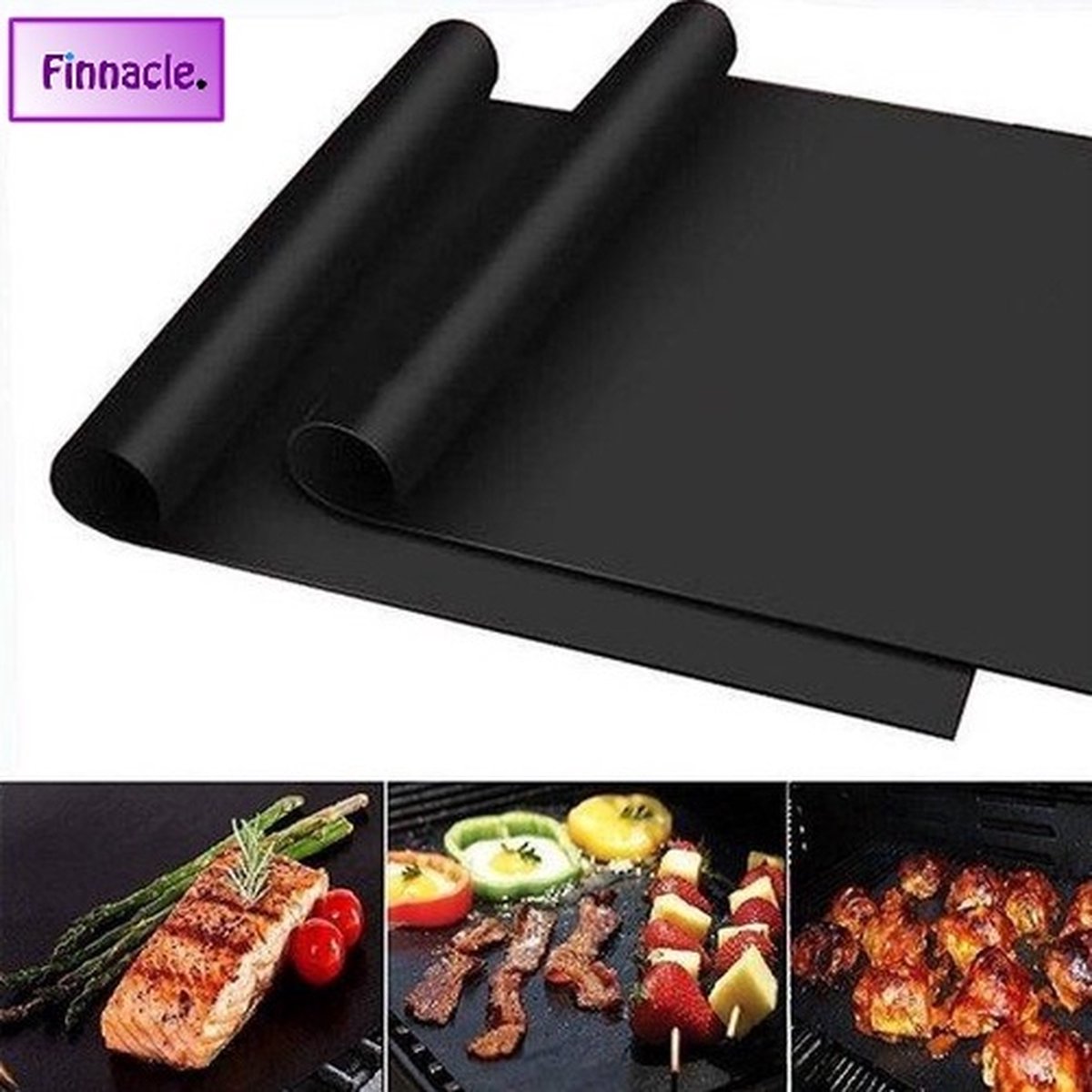 Finnacle - 2 stuks - Antikleef Teflon Bakmat | Oven | Barbecue |Bbq | Pan | Magnetron - Ovenbestending - 40 x 33 cm