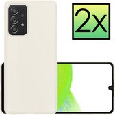 Hoes Geschikt voor Samsung A33 Hoesje Cover Siliconen Back Case Hoes - 2x - Wit