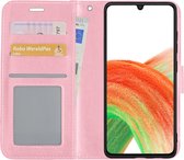 Samsung Galaxy A33 Hoesje Bookcase - Samsung Galaxy A33 Hoes Flip Case Book Cover - Samsung Galaxy A33 Hoes Book Case Licht Roze