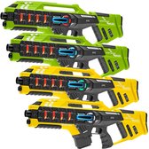 Light Battle Connect Lasergame set - 4x Mega Blaster lasergeweer groen/geel - laserguns met unieke Anti-Cheat functie - Speelgoed laser game set