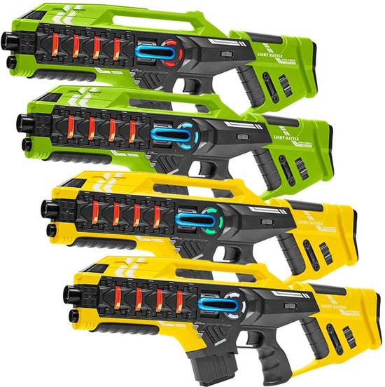 Light Battle Connect Laser game set - 4x pistolet laser Mega Blaster  vert/jaune -... | bol.com