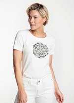 Tramontana | T-Shirt Flower Paillet | Off White | Maat S