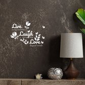 Stickerheld - Muursticker "Live every moment Laugh every day Love beyond word" Quote - Woonkamer - versiering - Engelse Teksten - Mat Wit - 27.5x37.1cm