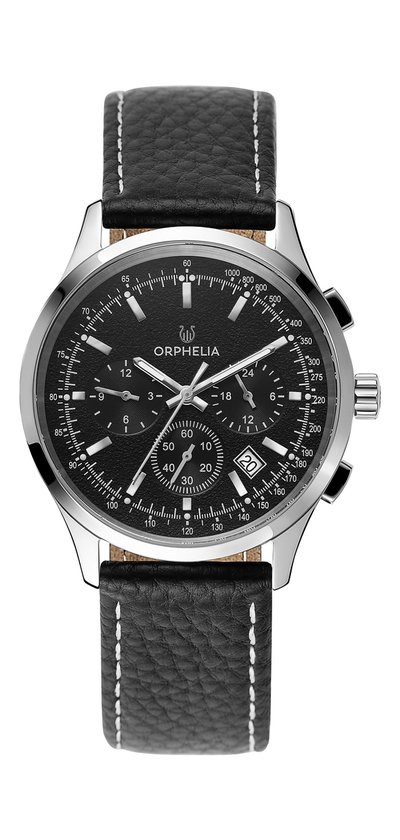 ORPHELIA Men Dual Time Watch Black Leather