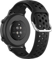 Strap-it Smartwatch bandje 22mm - siliconen bandje met gaatjes geschikt voor Samsung Galaxy Watch 46mm / Galaxy Watch 3 45mm / Gear S3 Classic & Frontier - Amazfit GTR 47mm / GTR 2 / GTR 3 - Pro - Xiaomi Mi Watch / Watch S1 - Active - zwart