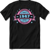 1967 Premium Quality | Feest Kado T-Shirt Heren - Dames | Licht Roze - Licht Blauw | Perfect Verjaardag Cadeau Shirt | Grappige Spreuken - Zinnen - Teksten | Maat XL