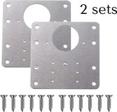 T.R. Goods 2 x Scharnier Reparatie Plaat / Set / Platen - Geschikt voor Keukenkastje of andere Meubel deuren - Inclusief schroeven