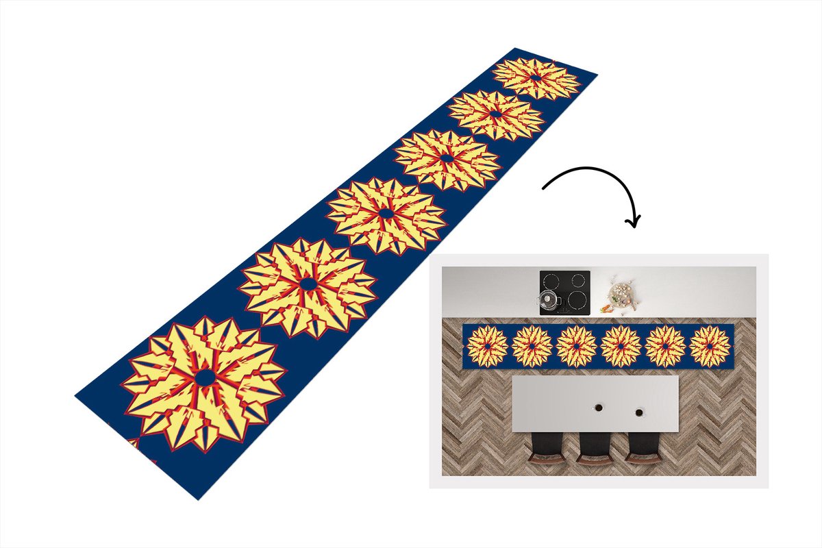 KitchenYeah Keukenloper - Loper keuken - Sterren - Patronen - Abstract - 300x50 cm - Keukenloper vinyl Multicolor