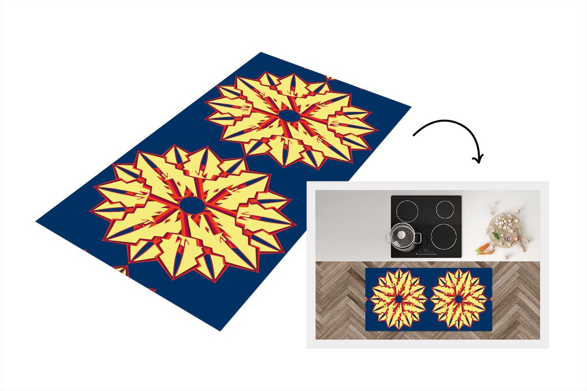 KitchenYeah Keukenloper - Loper keuken - Sterren - Patronen - Abstract - 120x60 cm - Keukenloper vinyl Multicolor