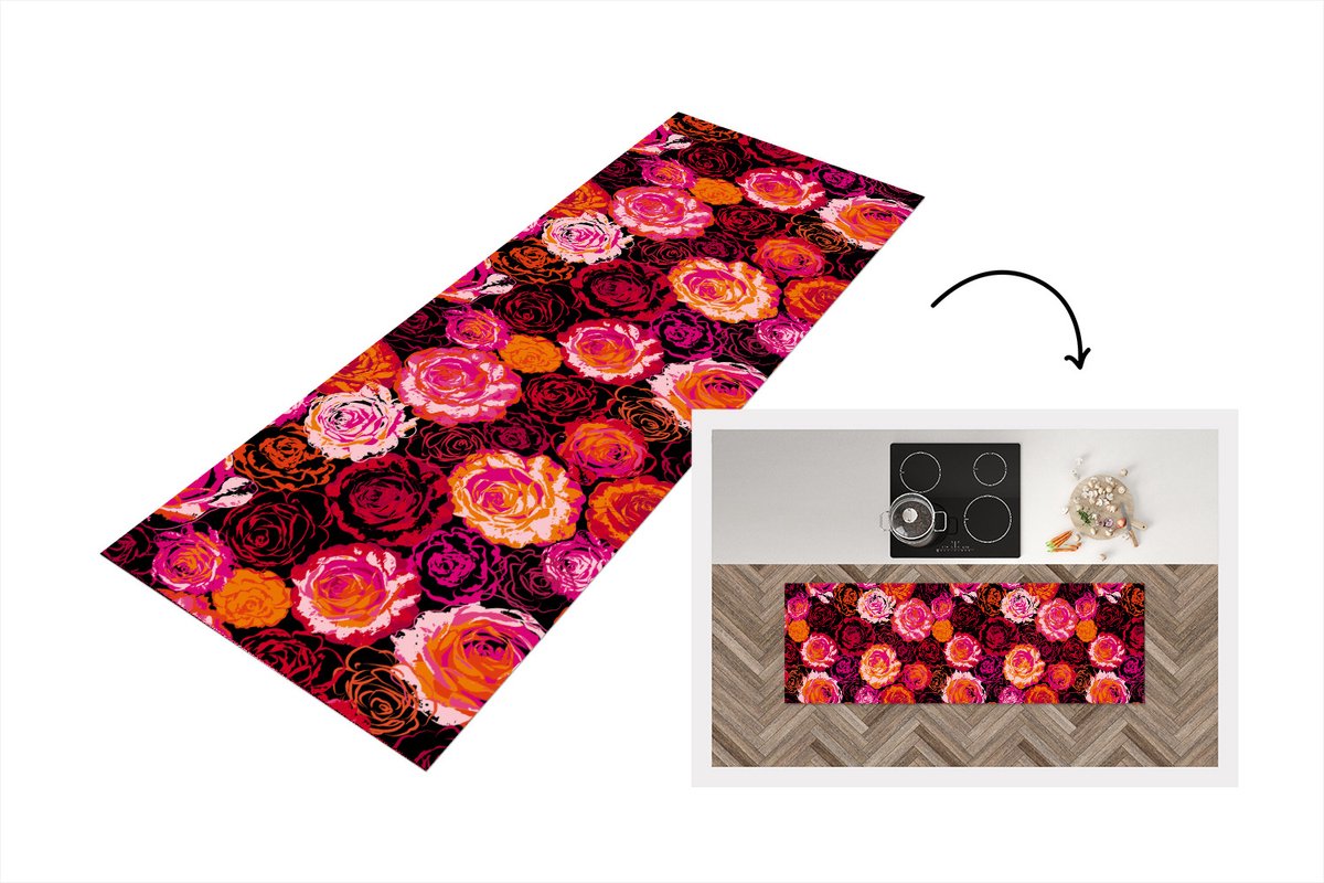 KitchenYeah Keukenloper - Loper keuken - Rozen - Patronen - Bloemen - Keukenloper vinyl
