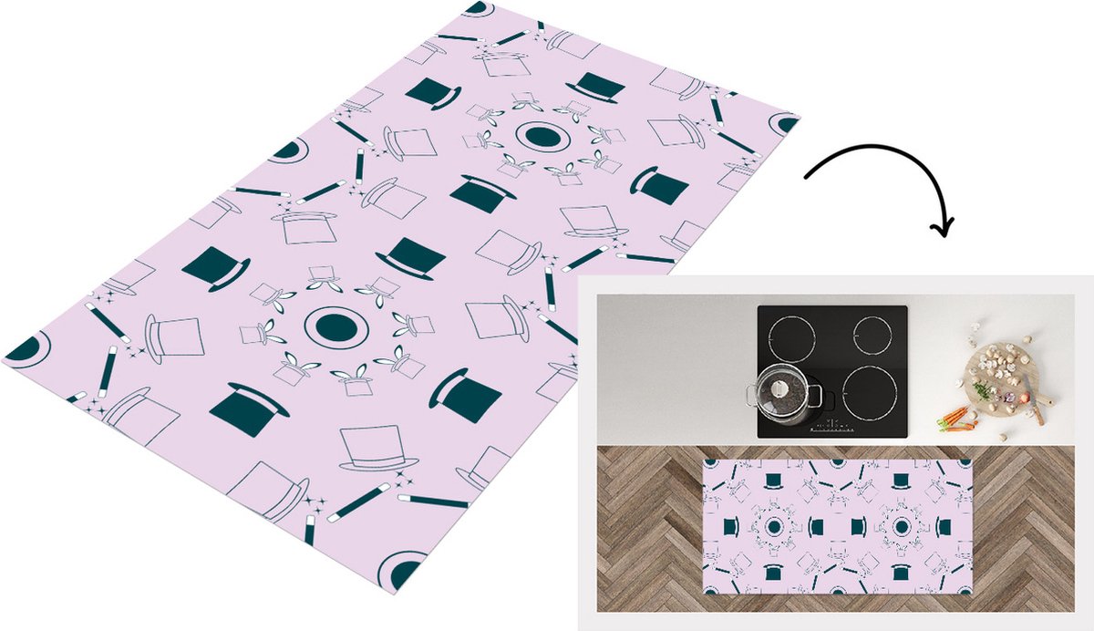 KitchenYeah Keukenloper - Loper keuken - Goochelaar - Patronen - Konijnen - Keukenloper vinyl multicolor, foto 2