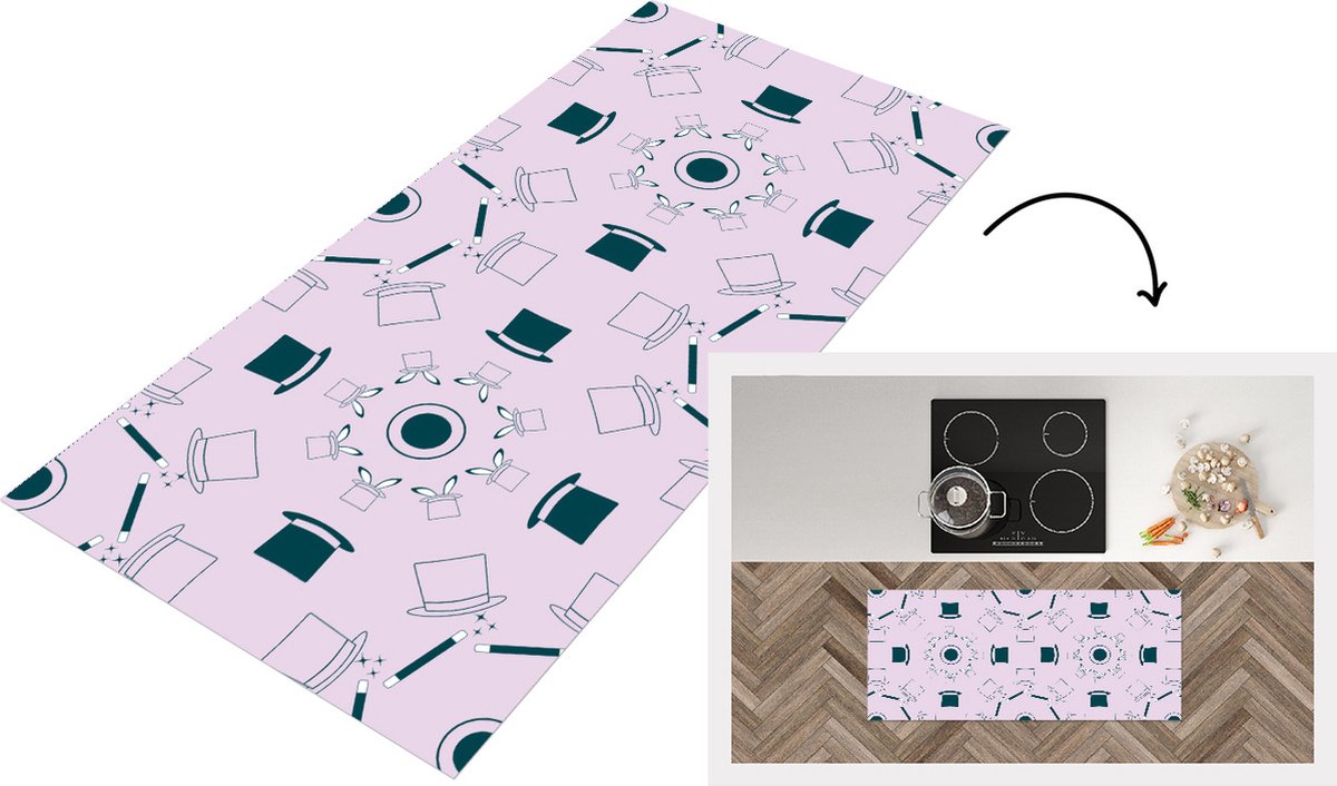 KitchenYeah Keukenloper - Loper keuken - Goochelaar - Patronen - Konijnen - Keukenloper vinyl Multicolor