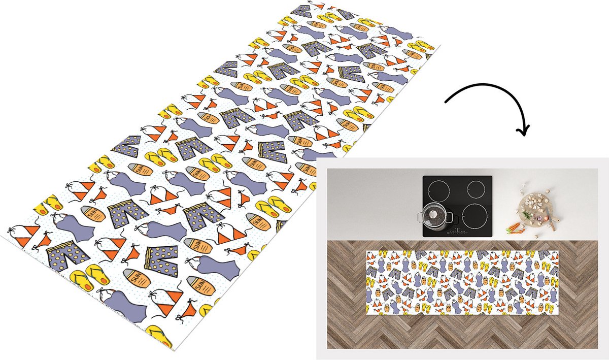 KitchenYeah Keukenloper - Loper keuken - Badkleding - Patronen - Zomer - Keukenloper vinyl multicolor, foto 5