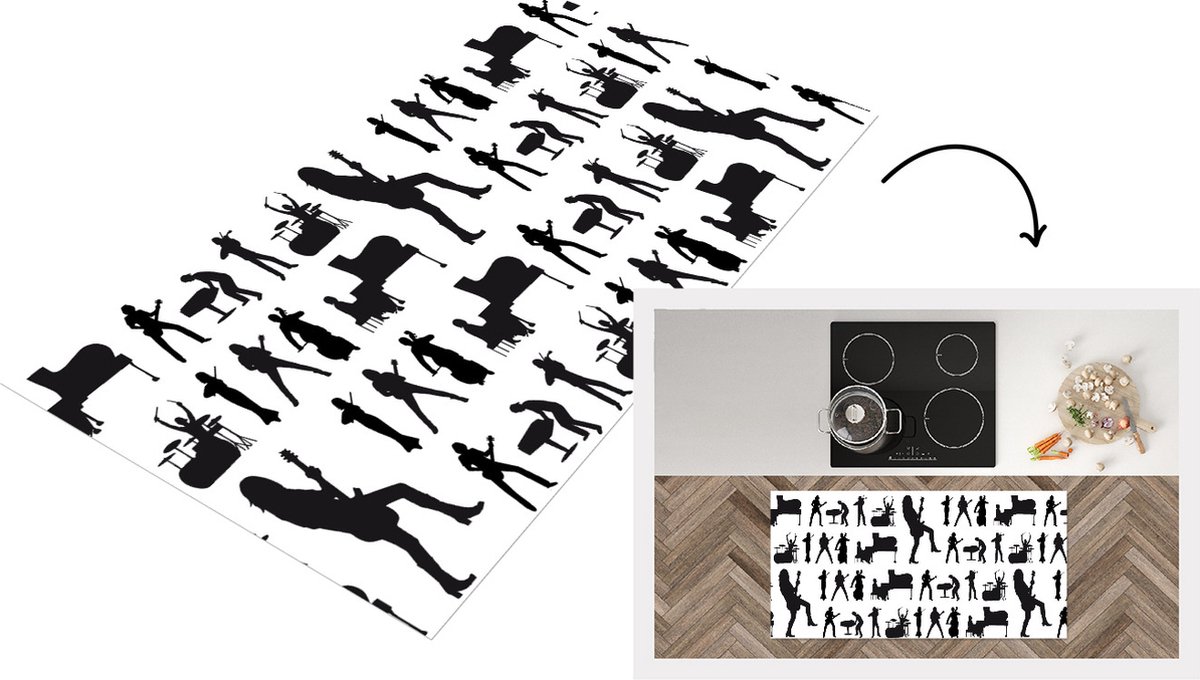 KitchenYeah Keukenloper - Loper keuken - Patronen - Muziek - Band - 120x60 cm - Keukenloper vinyl Multicolor