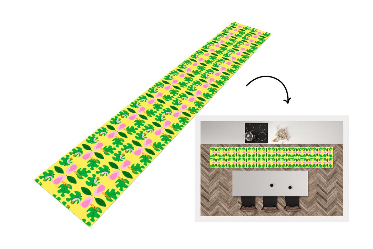 KitchenYeah Keukenloper - Loper keuken - Flamingo - Planten - Dieren - Patroon - 300x50 cm - Keukenloper vinyl Multicolor